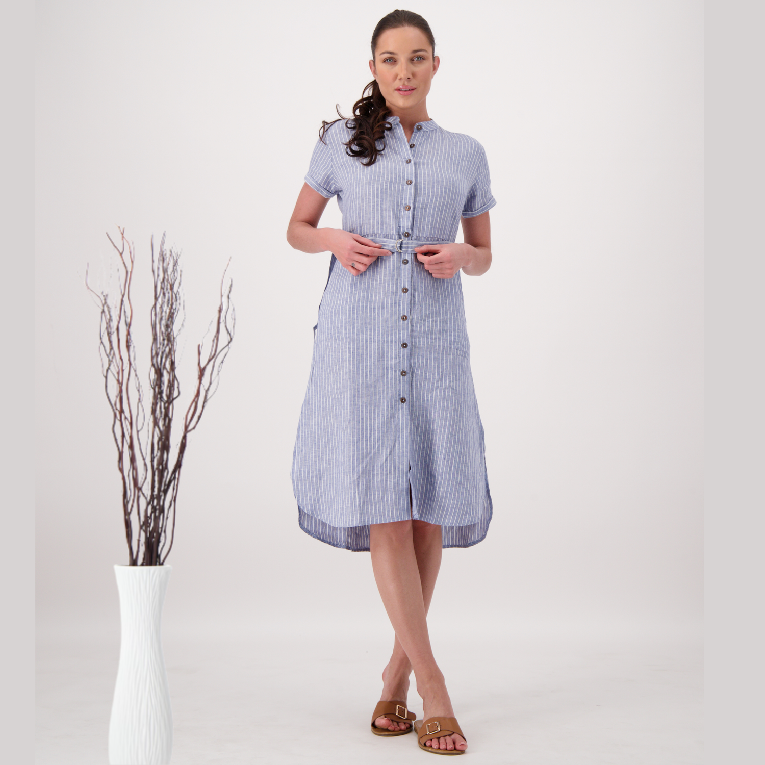 Camille Linen Stripe Dress