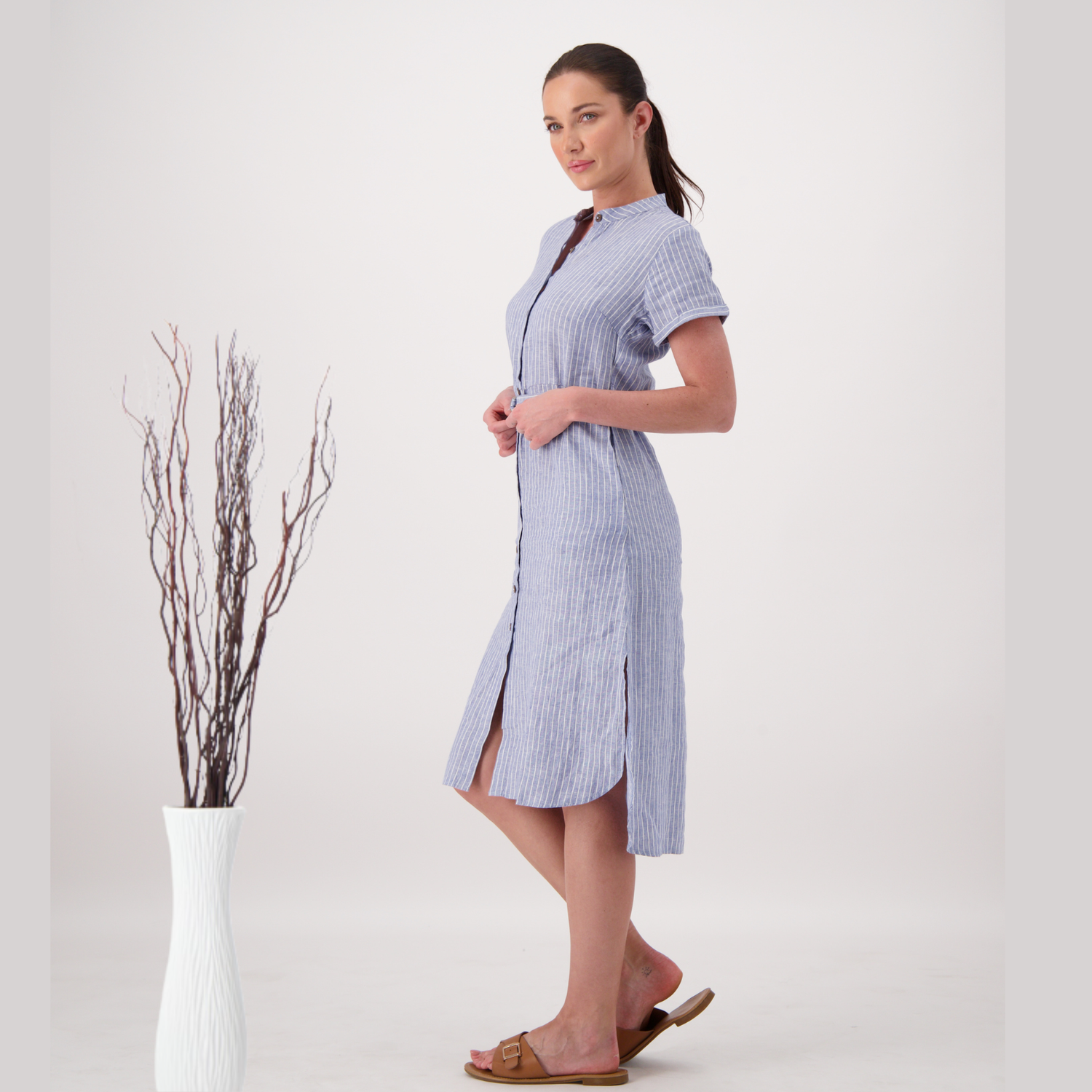 Camille Linen Stripe Dress